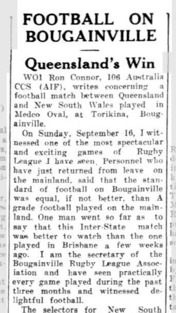 NRL to Honour WWII Troops with Origin Game in Bougainville